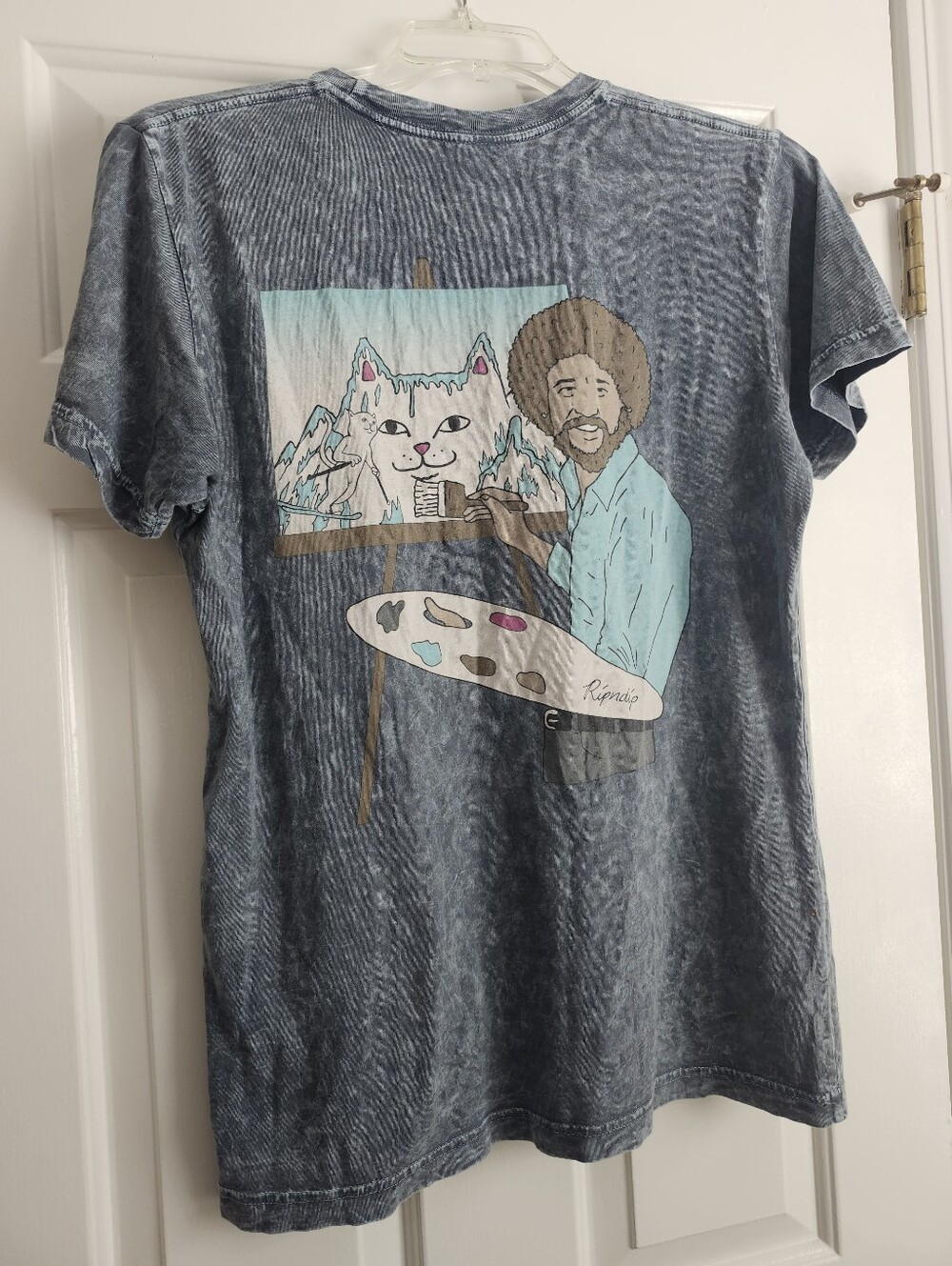 Vintage Style Bob Ross Ripndip Graphic Cat Painter T-Shirt